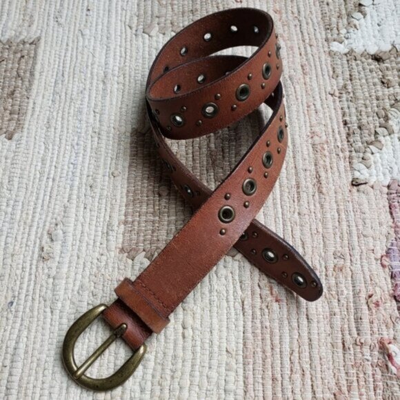 Fossil Bohemian Leather Belt Grommets Studded size Medium - Picture 5 of 11